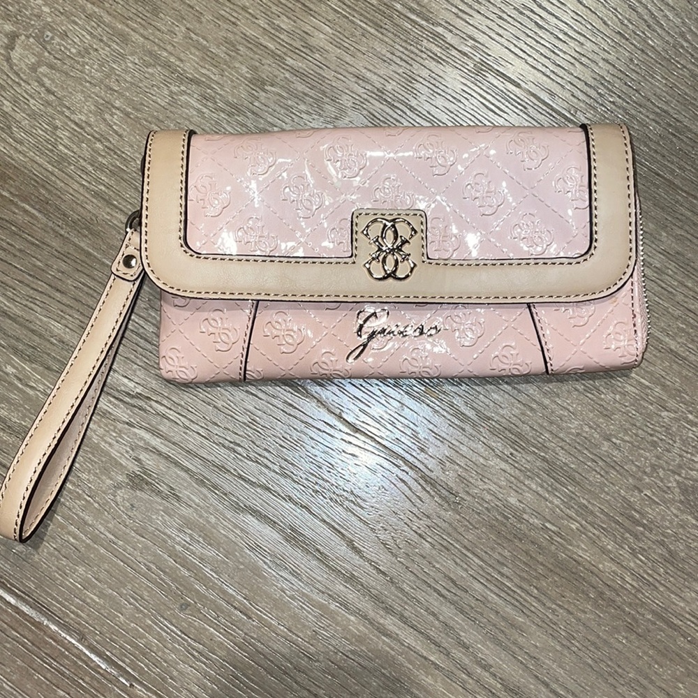 Guess Wristlet, Pink with Nude trim